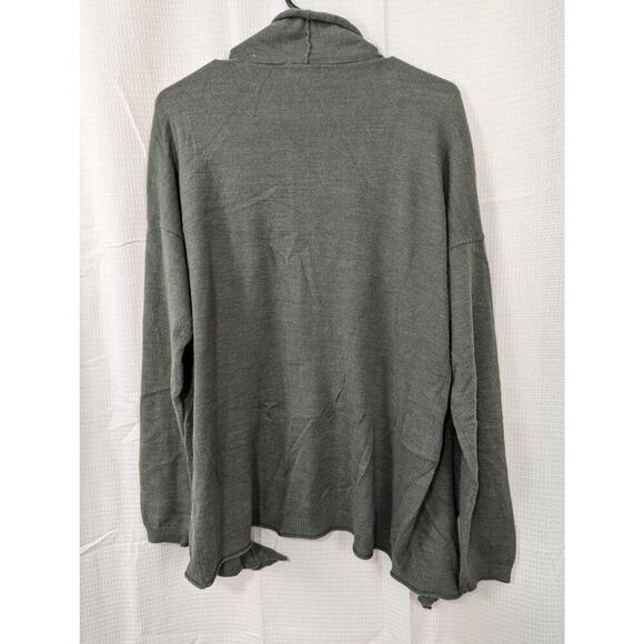 A.N.A.! DOVE GRAY KNIT RUFFLE FRONT OPEN CARDI SWEATER! FRILLY FAB! SZ L - Picture 6 of 7